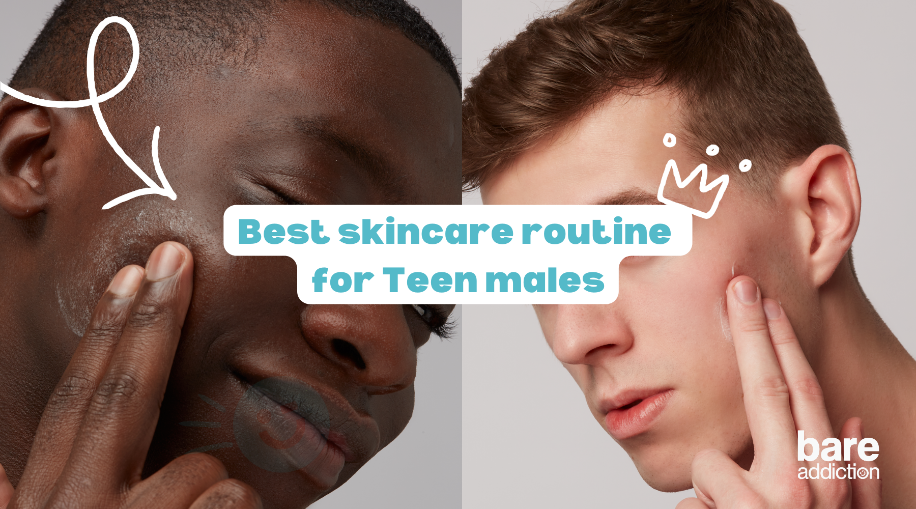 Best skincare routine  for Teen males - picture of two males applying skincare to their faces.