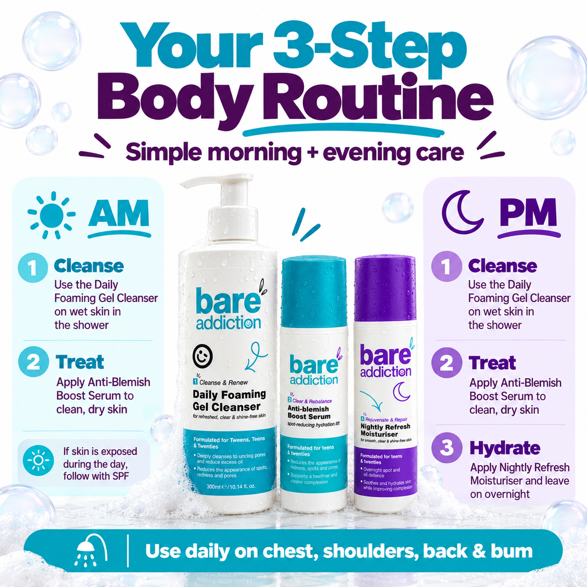 Clear & Balanced Body Kit – 3-Step Routine for Acne-Prone Skin