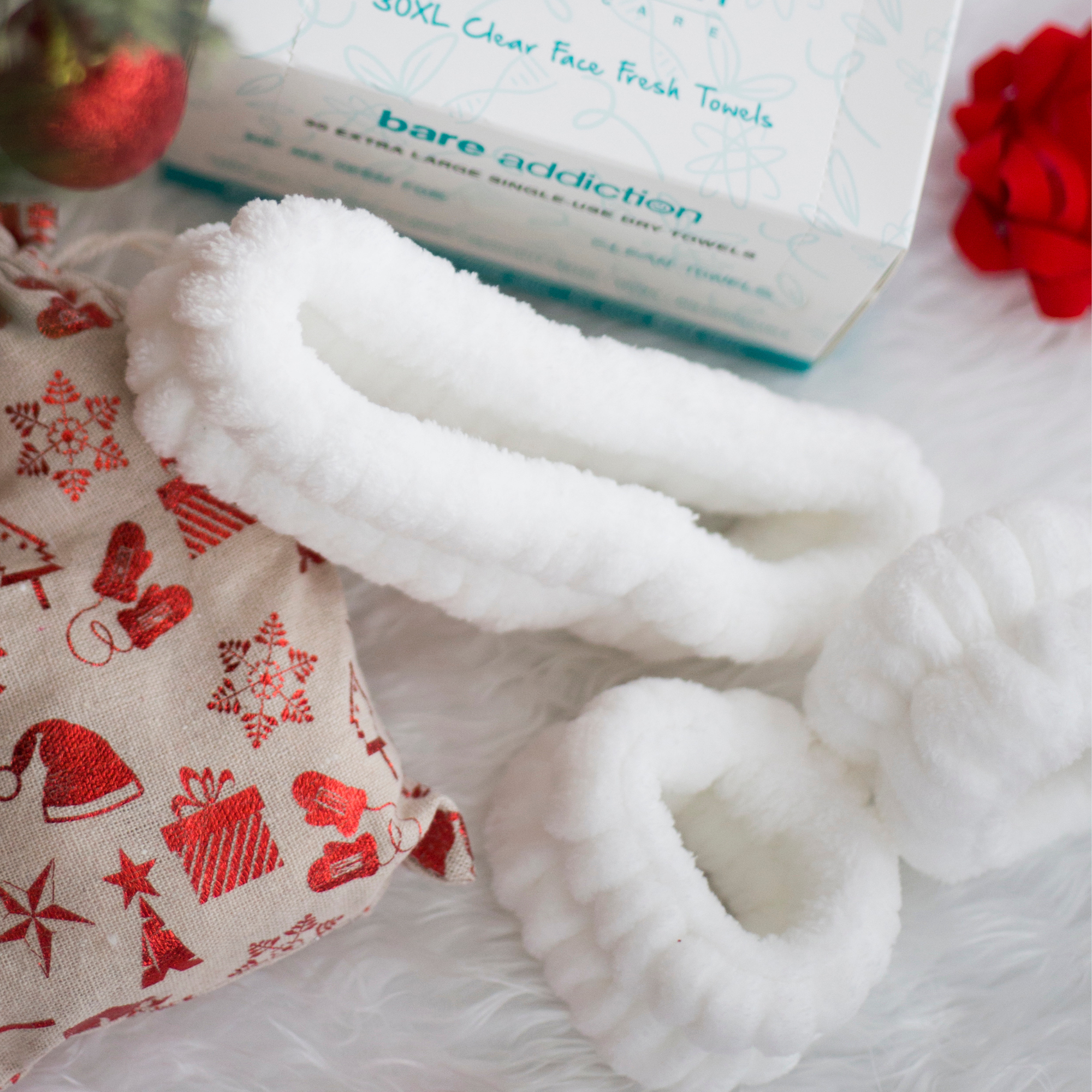 Christmas White Headband + Cuffs Gift Set